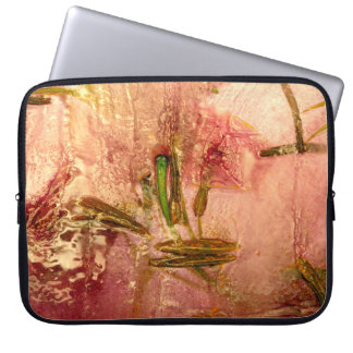 Capa Para Notebook Flores e folhas congeladas. Blossomas no cubo de g