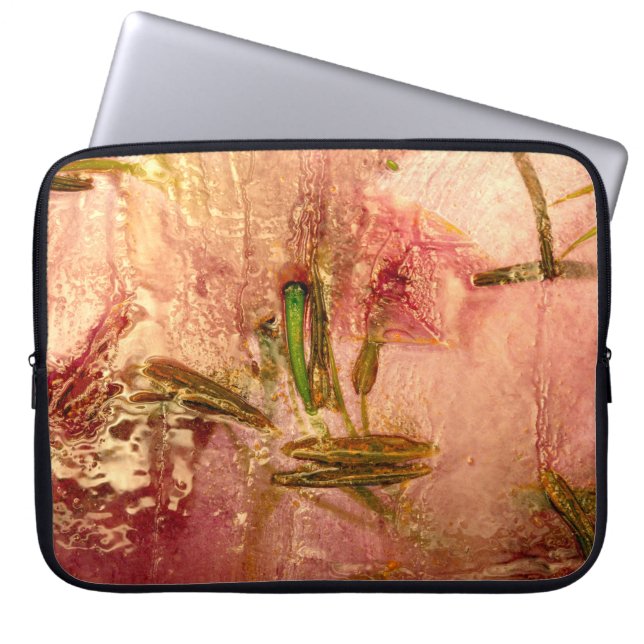 Capa Para Notebook Flores e folhas congeladas. Blossomas no cubo de g (Frente)