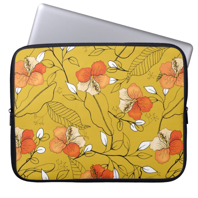 Capa Para Notebook Flores e folhas tropicais, sem costura (Frente)