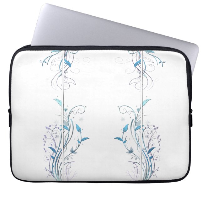 Capa Para Notebook Flores em Vinhas Azuis (Frente)