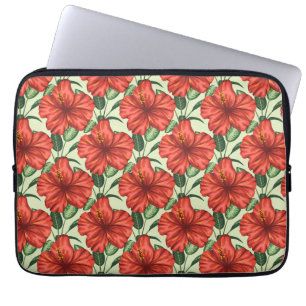 Capa Para Notebook Flores florais tropicais, sem costura, flores verm