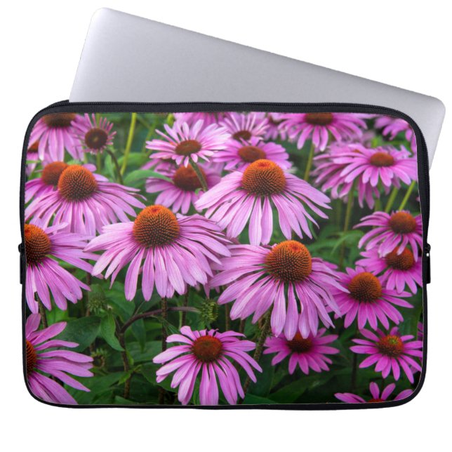 Capa Para Notebook Flores | Jardim de Coneflower Rosa (Frente)