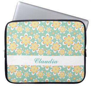 Capa Para Notebook Flores laranja em verde