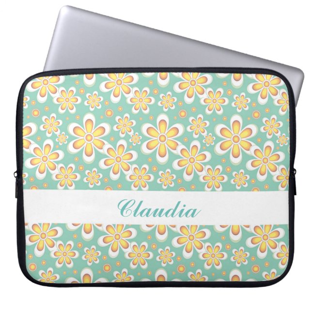 Capa Para Notebook Flores laranja em verde (Frente)