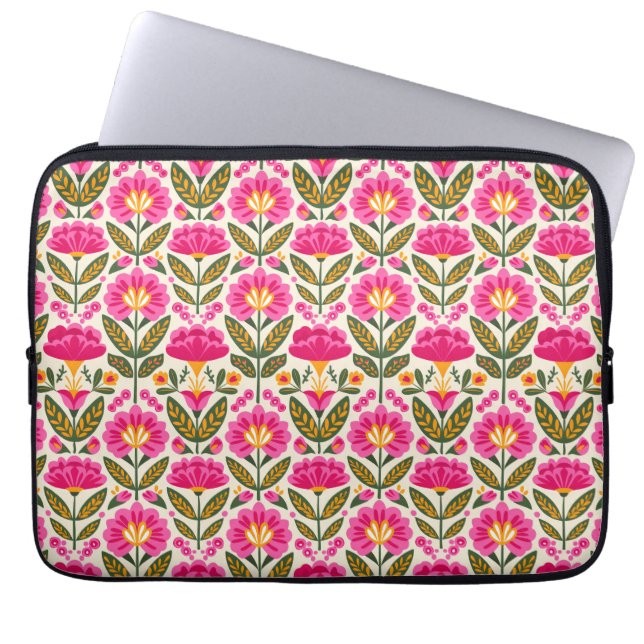 Capa Para Notebook Flores Mexicanas Talavera Rosa Retro Botânica (Frente)