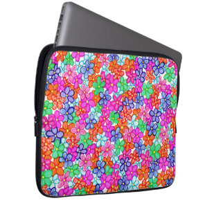 Capa Para Notebook Flores Multicoloridas Padrão de Ilustração Floral 