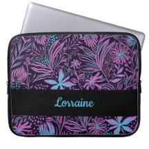 Flores néon azuis e roxas