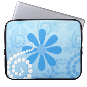Capa Para Notebook Flores retros florais à moda da margarida do azul
