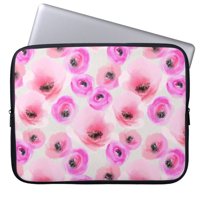 Capa Para Notebook Flores Rosa Aquarela Arte Digital (Frente)