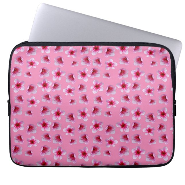 Capa Para Notebook Flores Rosa, Bolsa de laptop (Frente)