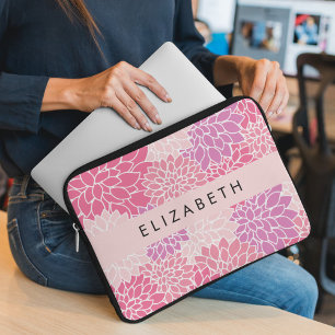 Capa Para Notebook Flores Rosa Dahlia, Padrão De Flores, Seu Nome