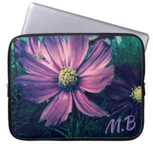 Capa Para Notebook Flores Roxas Escuras Arte de Foto Monograma