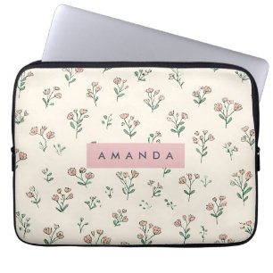 Capa Para Notebook Flores Selvagens Desenhadas à Mão Delicadamente Pe