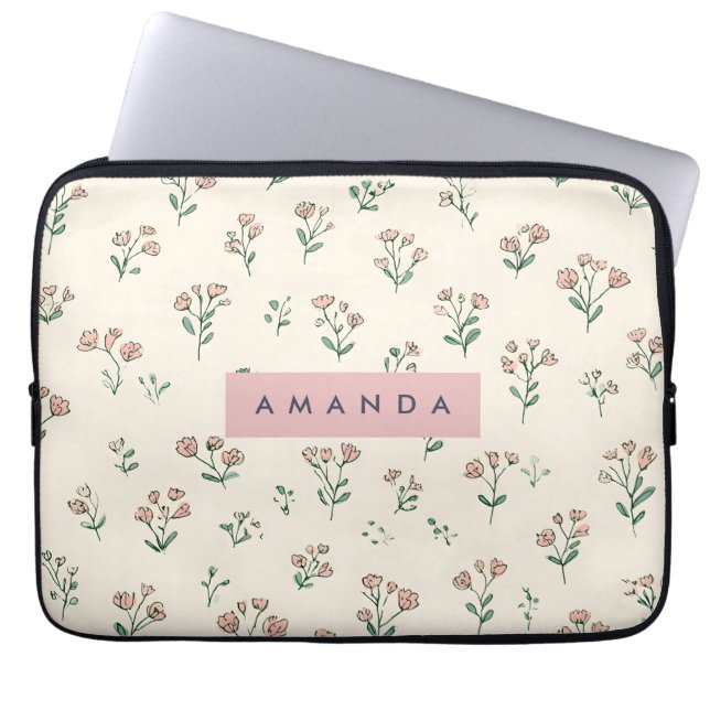 Capa Para Notebook Flores Selvagens Desenhadas à Mão Delicadamente Pe (Frente)