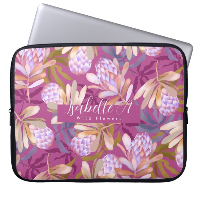Capa Para Notebook Flores Selvagens Protea Magenta (Frente)