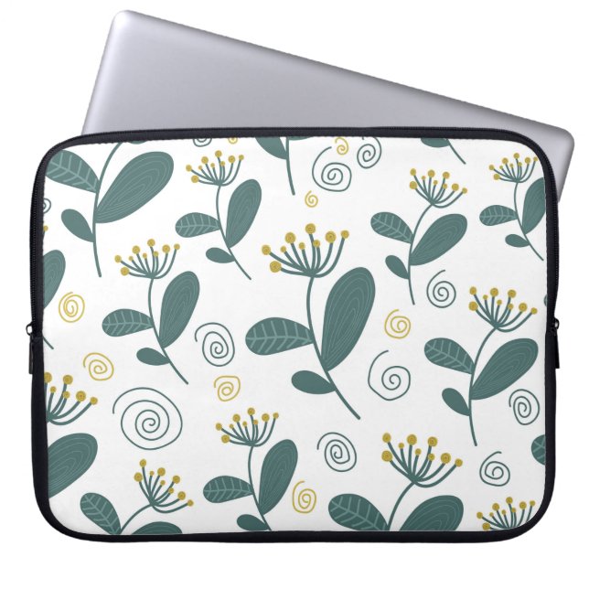 Capa Para Notebook Flores sem aparência ao fundo no estilo escandinav (Frente)