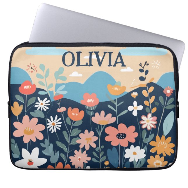 Capa Para Notebook Flores Silvestres Botânicas Elegantes Modernas   (Frente)