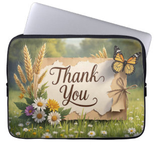 Capa Para Notebook Flores silvestres desenhadas à mão, pedúnculos de