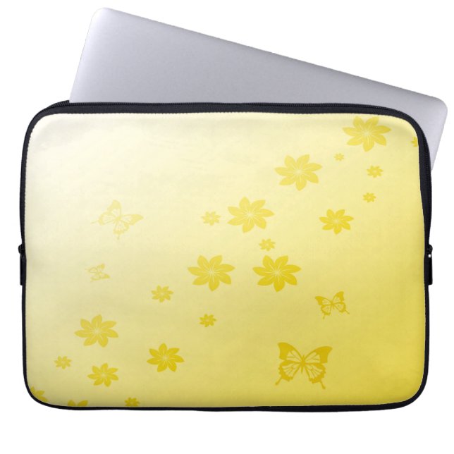Capa Para Notebook Flores Sunshine em Borboletas (Frente)