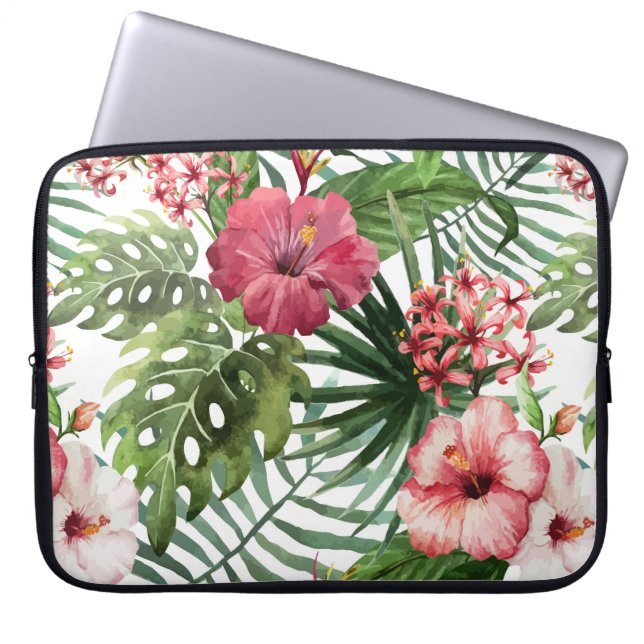 Capa Para Notebook Flores Tropicais Aquarela Moderna fina Floral (Frente)