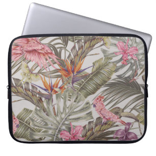 Capa Para Notebook Flores tropicais, palmeiras, pássaros do paraíso