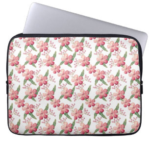 Capa Para Notebook Flores Vermelhas e Berries com Folhas Verdes