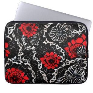 Capa Para Notebook Flores Vermelhas e Padrões Sem Olho Preto