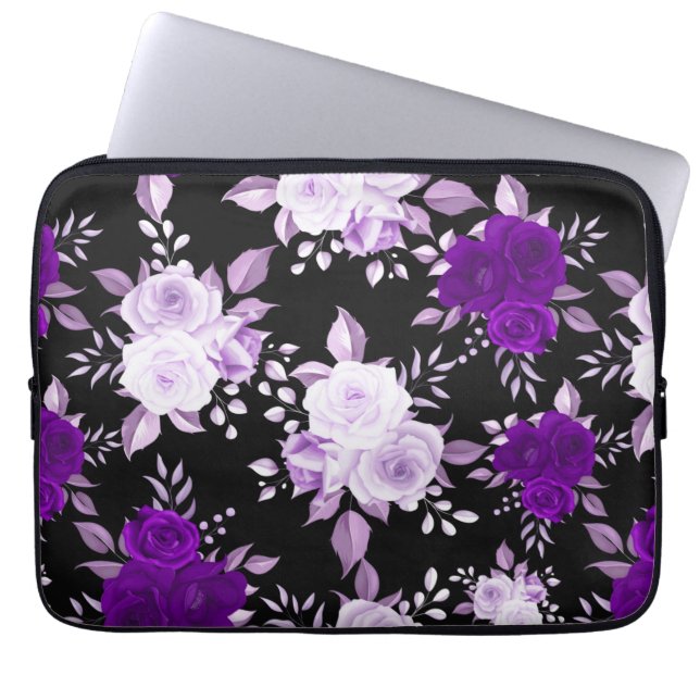 Capa Para Notebook Flores Violetas Elegantes Padrão Floral Invisível (Frente)