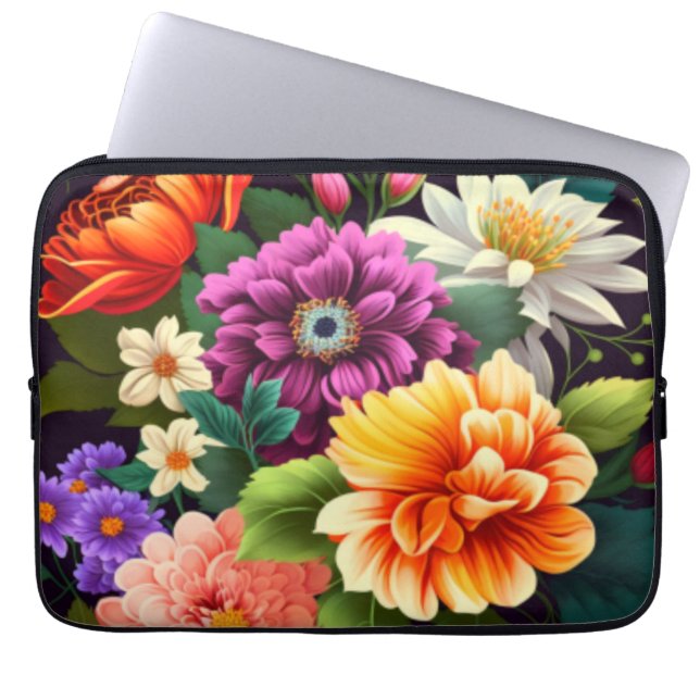 Capa Para Notebook Flores vívidas coloridas (Frente)