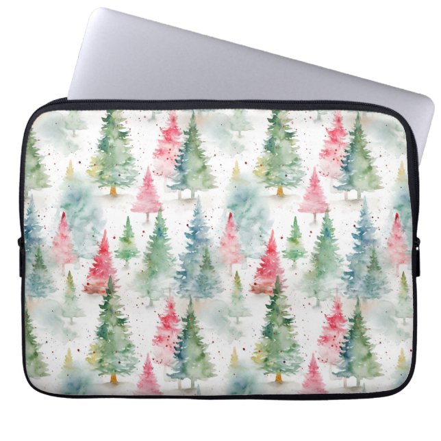 Capa Para Notebook Floresta, Árvores de Pinheiro Vermelho Verde Feria (Frente)