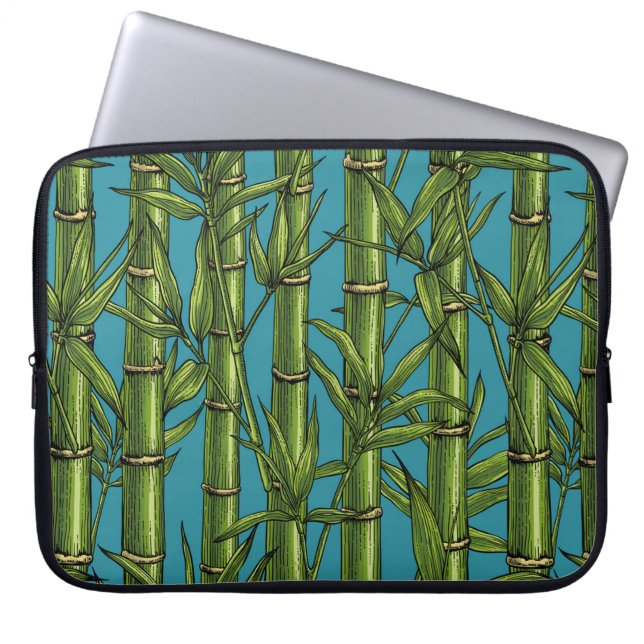 Capa Para Notebook Floresta de bambu em azul (Frente)