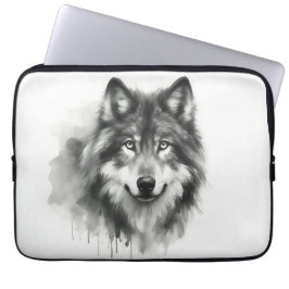 Capa Para Notebook Floresta de Cinza Majestosa Wolf Stunning Watercol