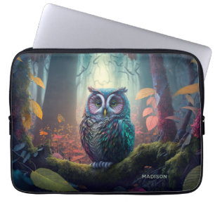 Capa Para Notebook Floresta de Coruja de Nome Personalizado