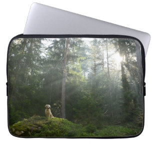 Capa Para Notebook Floresta do pinho do cão do golden retriever