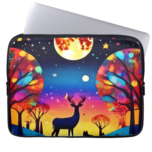 Capa Para Notebook Floresta Noite Brilho (Frente)