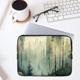Capa Para Notebook Floresta Perene de Madeira Nebulosa