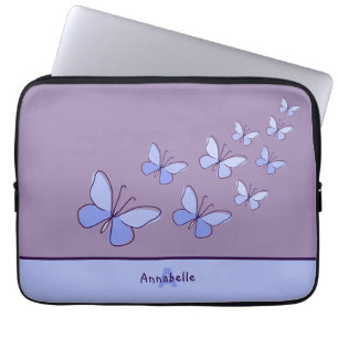 Capa Para Notebook Flutter da borboleta em azul - Nome e inicial