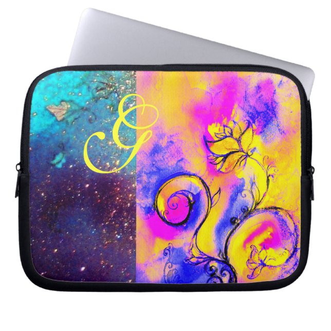 Capa Para Notebook FLUXAS QUÍMICAS MONOGRAMA Amarelo-rosa-amarelo (Frente)