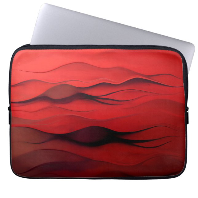 Capa Para Notebook Fluxo Carmesim – Ondas Abstratas Vermelhas em Movi (Frente)