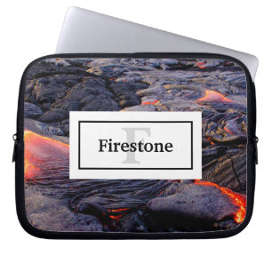 Capa Para Notebook Fluxo do Kilauea Lava com seu nome e monograma