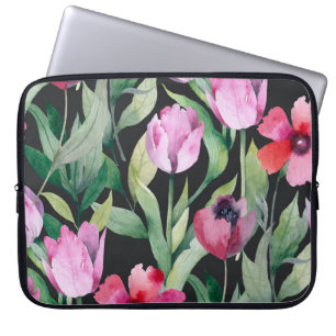 Capa Para Notebook Fluxo floral de aquarela, lindo padrão sem costura