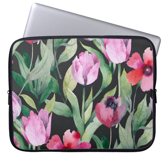 Capa Para Notebook Fluxo floral de aquarela, lindo padrão sem costura (Frente)