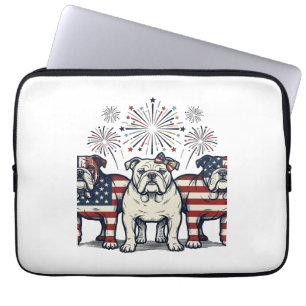 Capa Para Notebook Fogueira Patriótica Bulldog Desenho Vintage