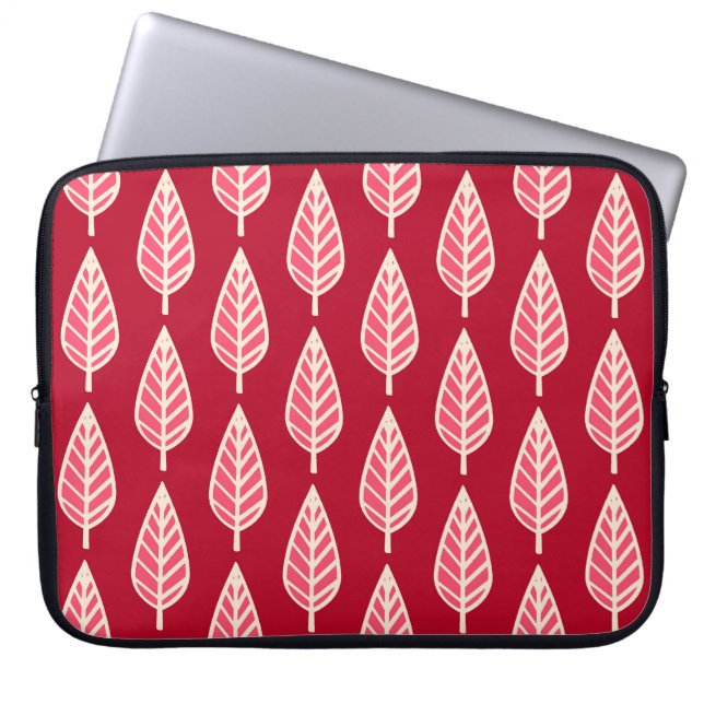 Capa Para Notebook Folha de faia - Vermelho-rubi e creme (Frente)