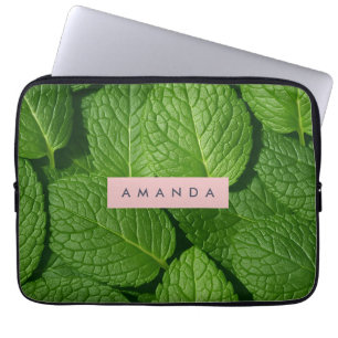 Capa Para Notebook Folha de Hortelã Fresca Verde Vibrante Personaliza