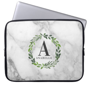 Capa Para Notebook Folha do mármore e da aguarela personalizada