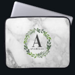Capa Para Notebook Folhagem de mármore e aquarela personalizada<br><div class="desc">Design personalizado da folhagem de mármore e aquarela. Com espaço para seu nome e inicial. Parte de uma coleção.</div>