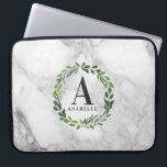 Capa Para Notebook Folhagem de mármore e aquarela personalizada<br><div class="desc">Design personalizado da folhagem de mármore e aquarela. Com espaço para seu nome e inicial. Parte de uma coleção.</div>