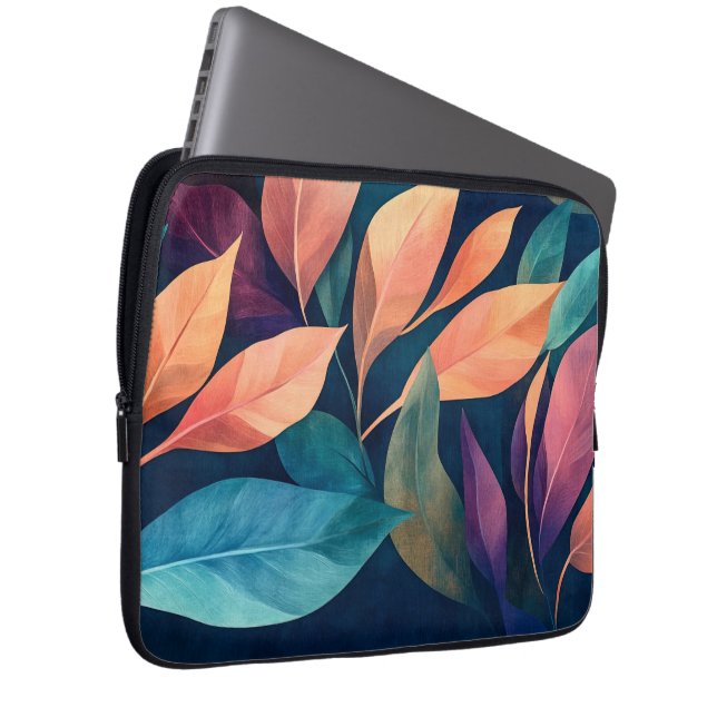 Capa Para Notebook Folhas Abstratas Coloridas (Frente Esquerda)