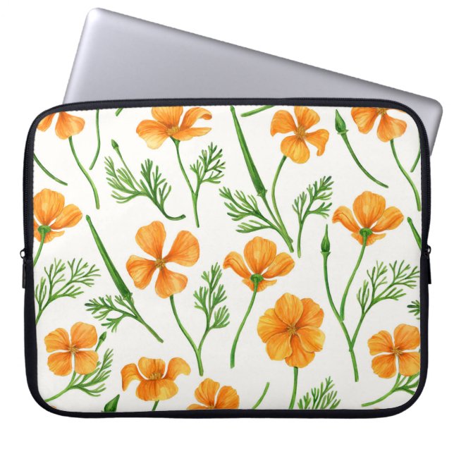 Capa Para Notebook Folhas da Califórnia, flores no verão, verdinho (Frente)